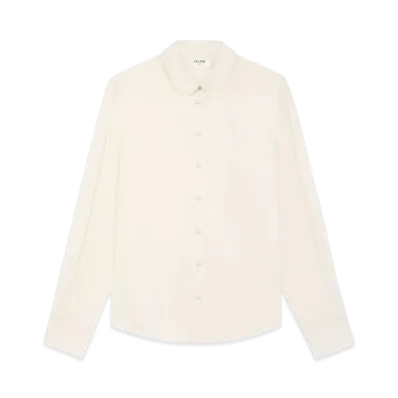 CELINE Women's Mia Shirt in Silk Crepe and Acetate "Ivory"
