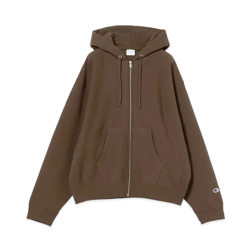 Champion BEAMS Wide Fit Zip Up Hoodie Reverse Weave "Dark Brown"