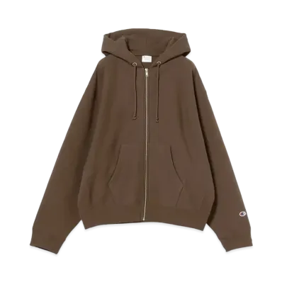 Champion BEAMS Wide Fit Zip Up Hoodie Reverse Weave "Dark Brown"