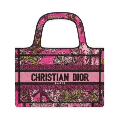 Dior Mini Dior Book Tote Toile De Jouy Voyage Embroidery "Fuchsia/Multicolor"
