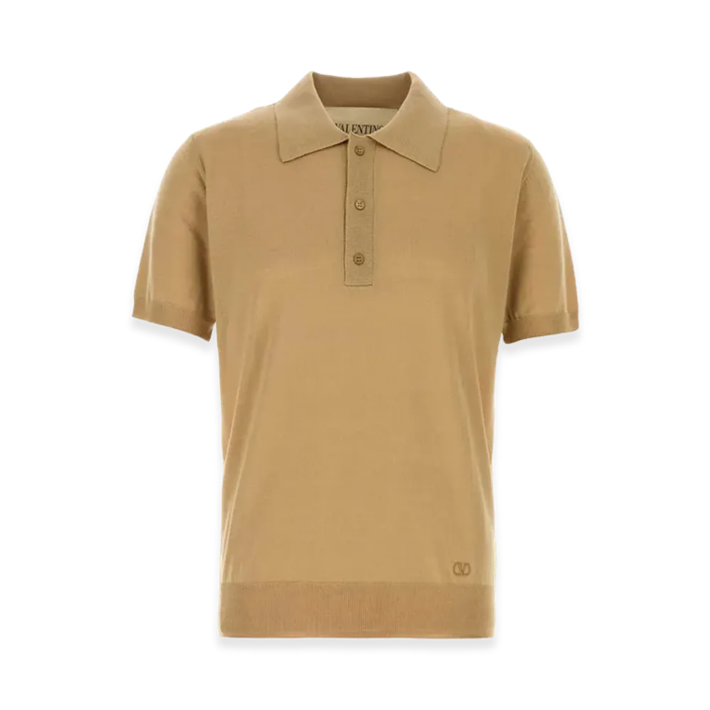Valentino Wool Polo Shirt "Camel"