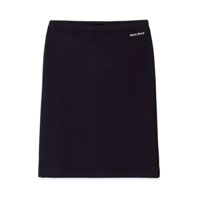 MIU MIU Women's Cotton Pique Skirt "Navy"