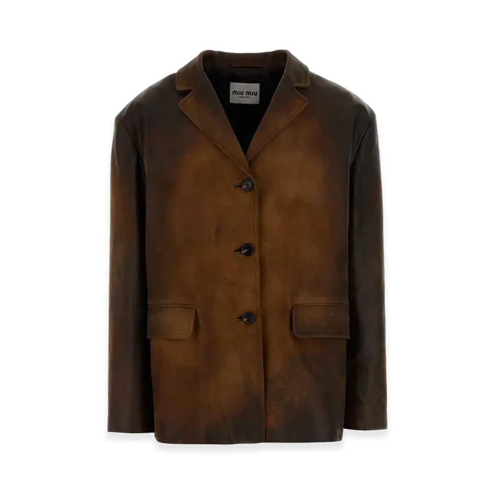 MIU MIU Women's Leather Blazer "Brown"