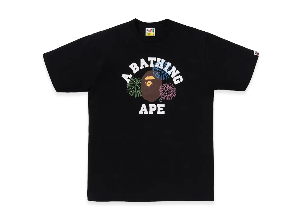 A BATHING APE Ape Head Firework College Tee "Black"