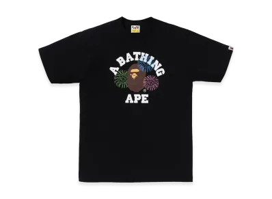 A BATHING APE Ape Head Firework College Tee "Black"