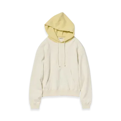 AURALEE Women's Smooth Soft BD Sweat P/O Parka "Smoky White/Light Yellow"