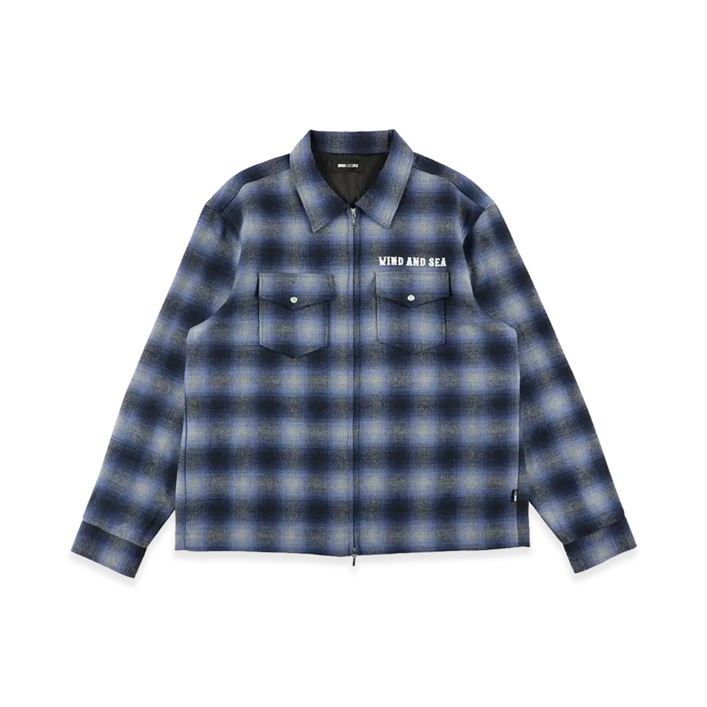 WIND AND SEA Zip Flannel Shirts "Blue"