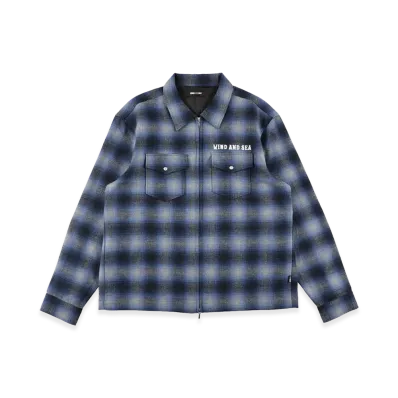 WIND AND SEA Zip Flannel Shirts "Blue"