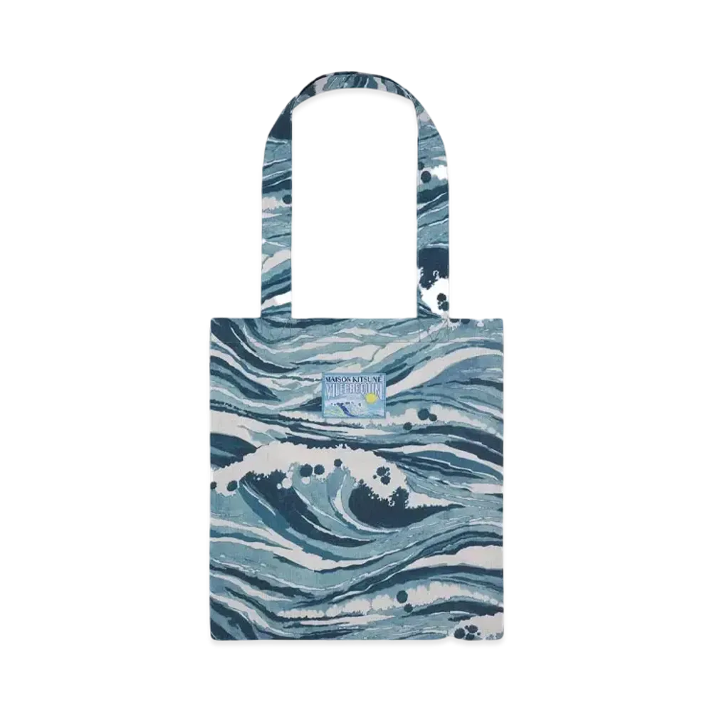 Maison Kitsune X Vilebrequin Tote Bags "Storm Blue Design"