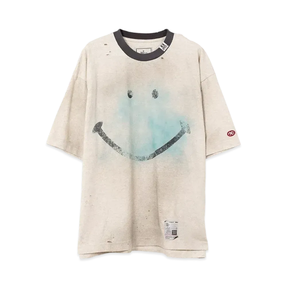 Maison MIHARA YASUHIRO Smily Face Print Distressed Ringer T-Shirt "Gray"