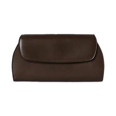 The Row Women's Curved Leather Clutch Bag "Dark Brown"