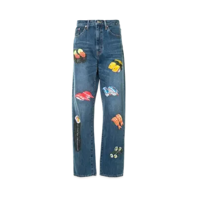 doublet Print Straight Jeans "Denim"