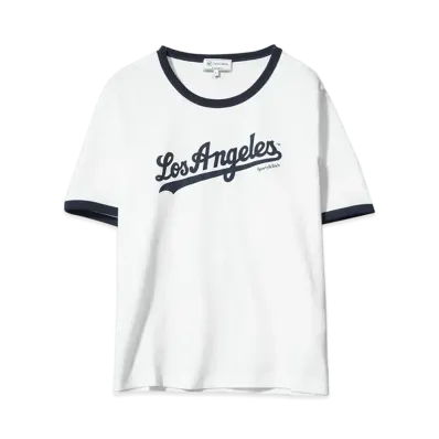 Sporty&Rich Dodgers Ringer Tee "WHITE/DARK NAVY"