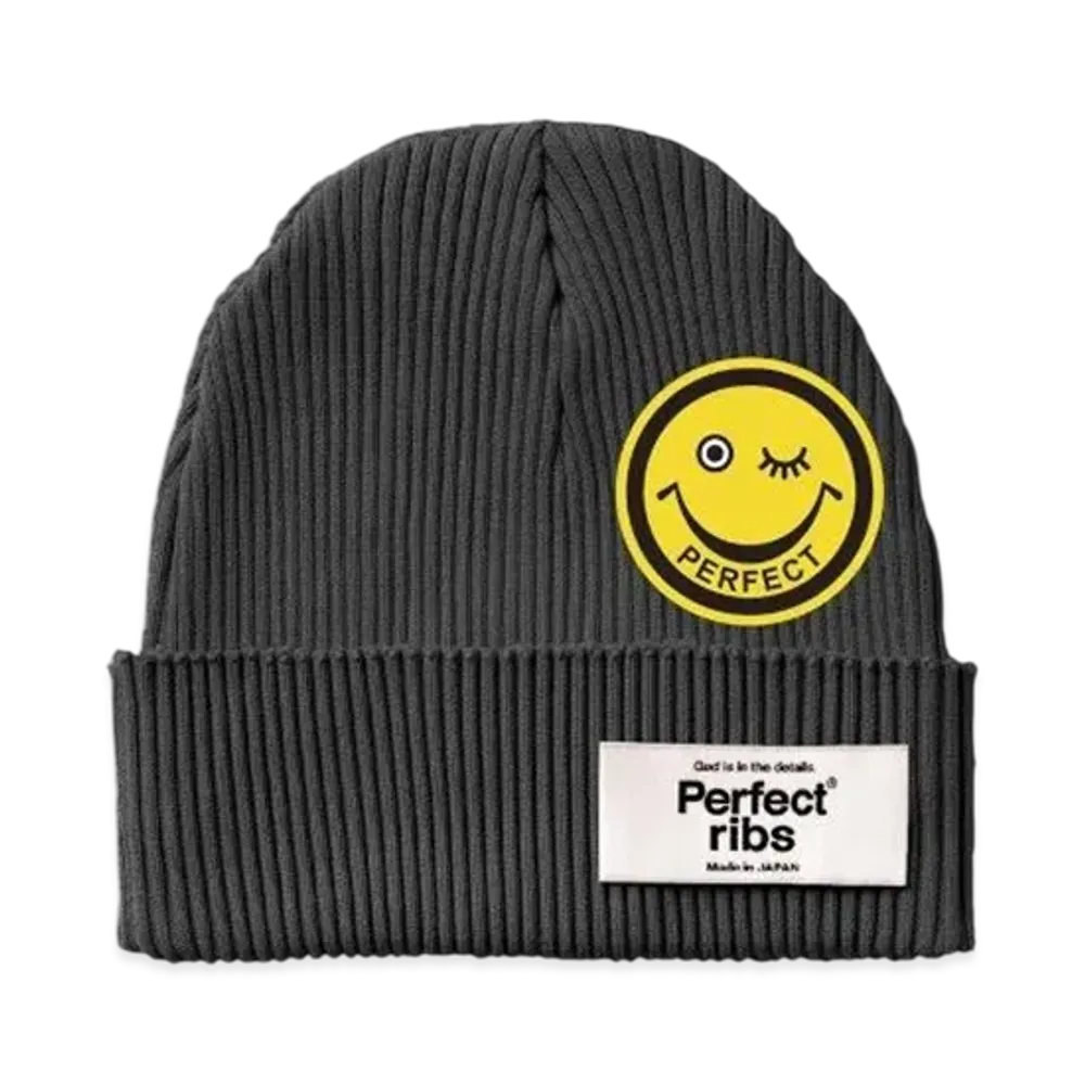 Perfect Ribs x A Love Movement "Smile Patch" Rib Beanie Cap Vintage "Black"