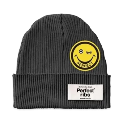 Perfect Ribs x A Love Movement "Smile Patch" Rib Beanie Cap Vintage "Black"