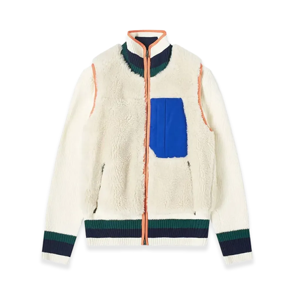 sacai Faux Shearling Knit Blouson "White"