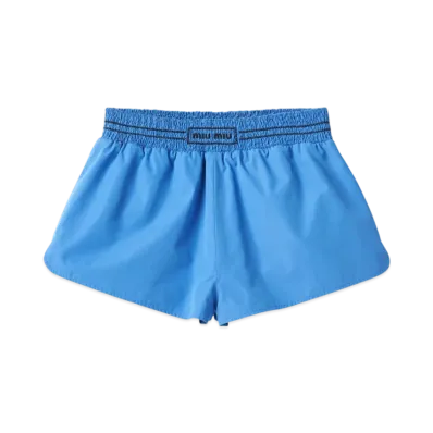 MIU MIU Women's Embroidered Poplin Shorts "Periwinkle Blue"