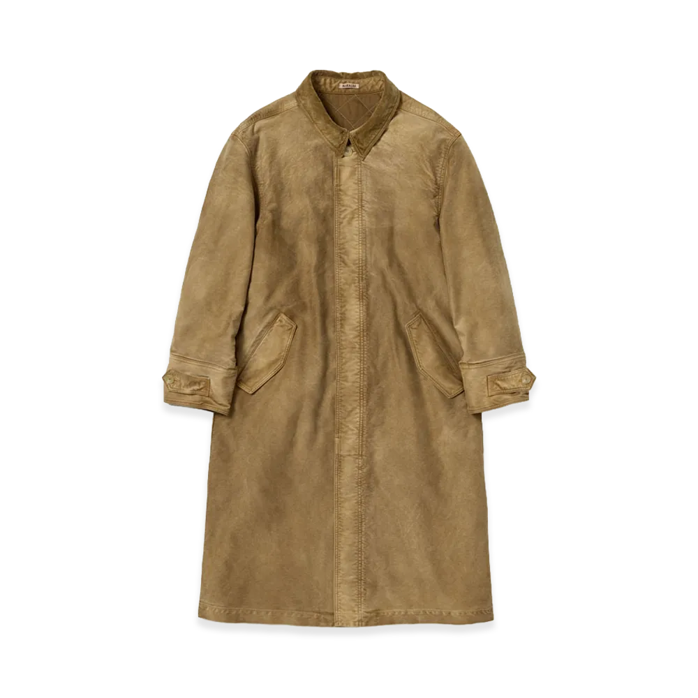 AURALEE Garment-Dyed Organic Cotton Heavy Moleskin Coat "Faded Brown"