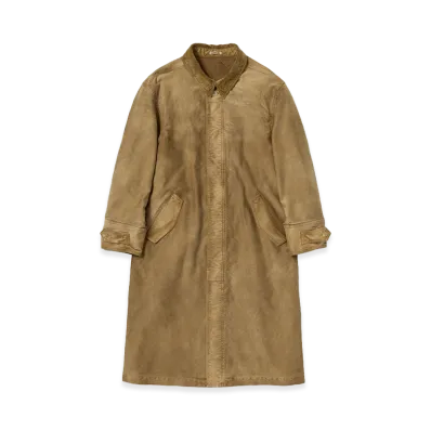AURALEE Garment-Dyed Organic Cotton Heavy Moleskin Coat "Faded Brown"