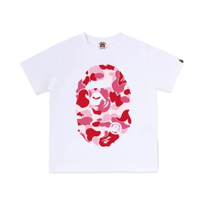 A BATHING APE Kids ABC Camo Big Ape Head Tee "White/Pink"