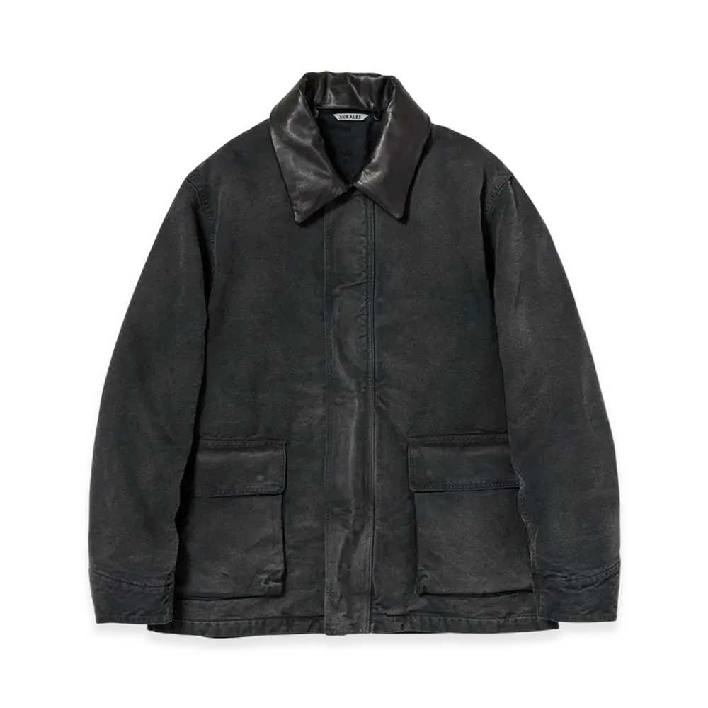 AURALEE Product Dyed Organic Cotton Duck Blouson "Faded Black"