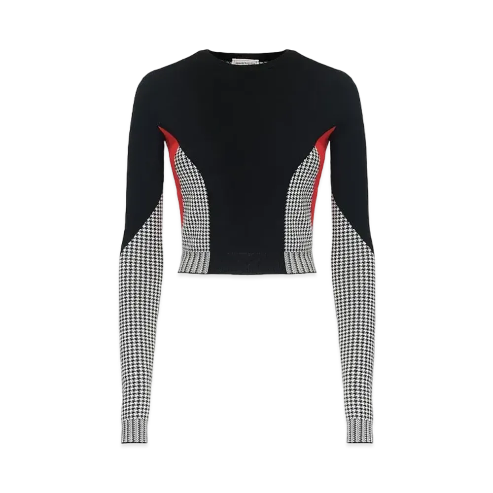 Alexander McQUEEN Dogtooth Colourblock Jumper "Black/White/Red"