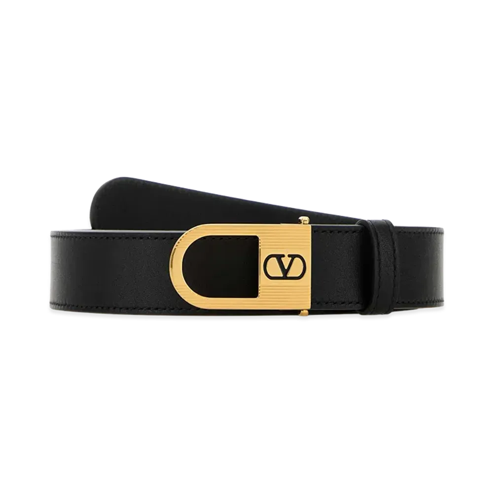 Valentino Leather Vlogo Signature Belt "Black"