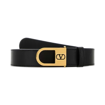 Valentino Leather Vlogo Signature Belt "Black"