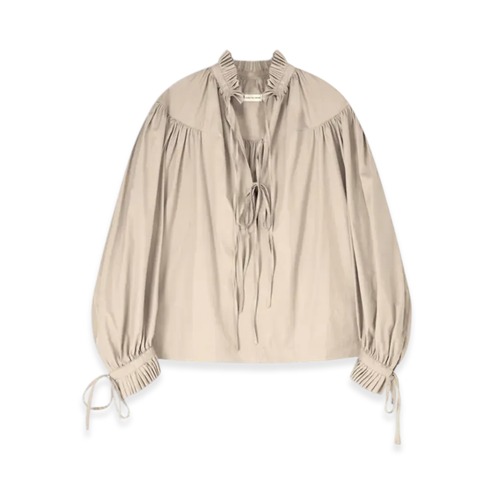 DRIES VAN NOTEN Women's Ruffled Cotton Shirt "Sand"