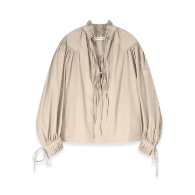 DRIES VAN NOTEN Women's Ruffled Cotton Shirt "Sand"