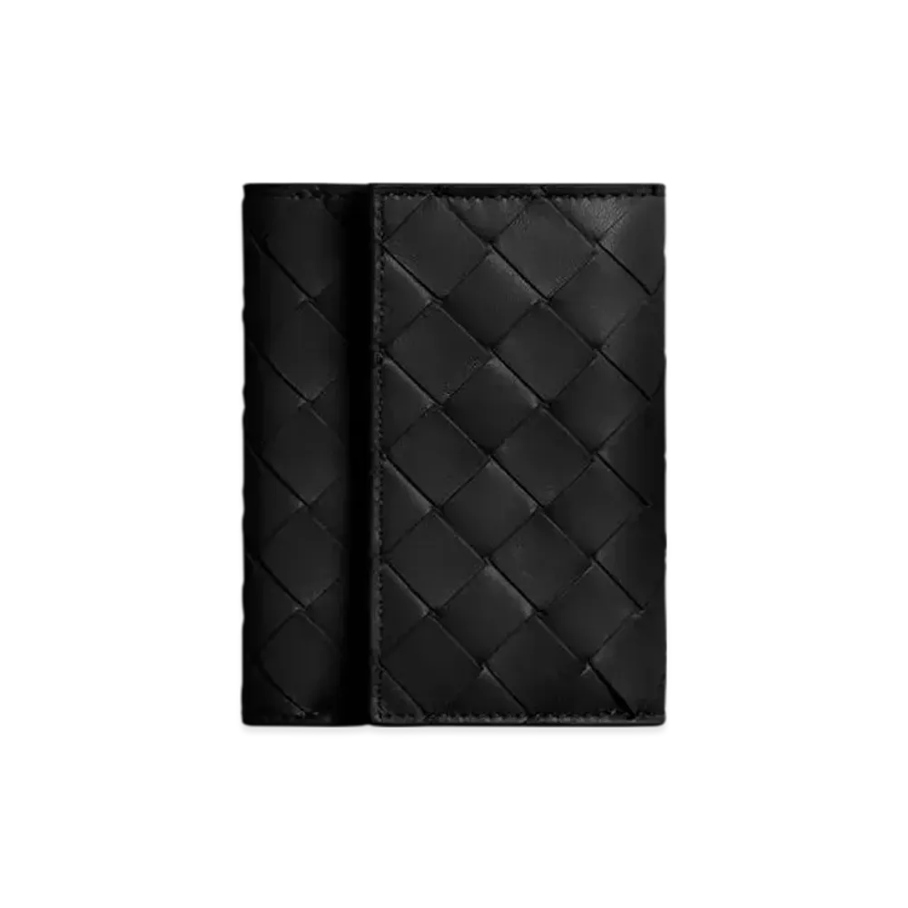 Bottega Veneta Intrecciato 15 Tri-Fold Zip Wallet "Black"