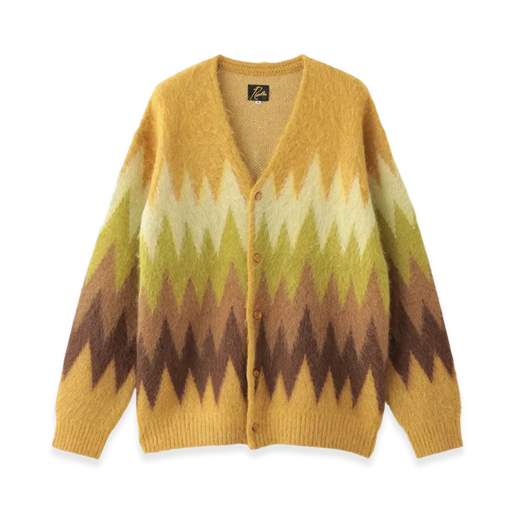 NEEDLES Mohair Cardigan Zigzag "Taupe"