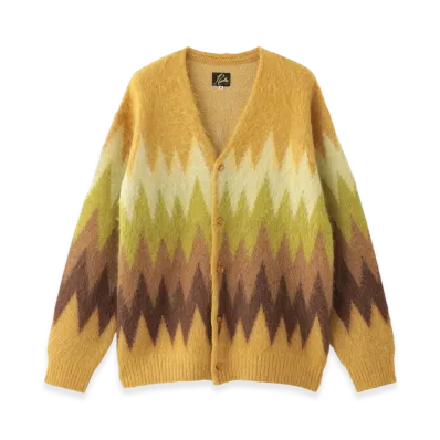 NEEDLES Mohair Cardigan Zigzag "Taupe"