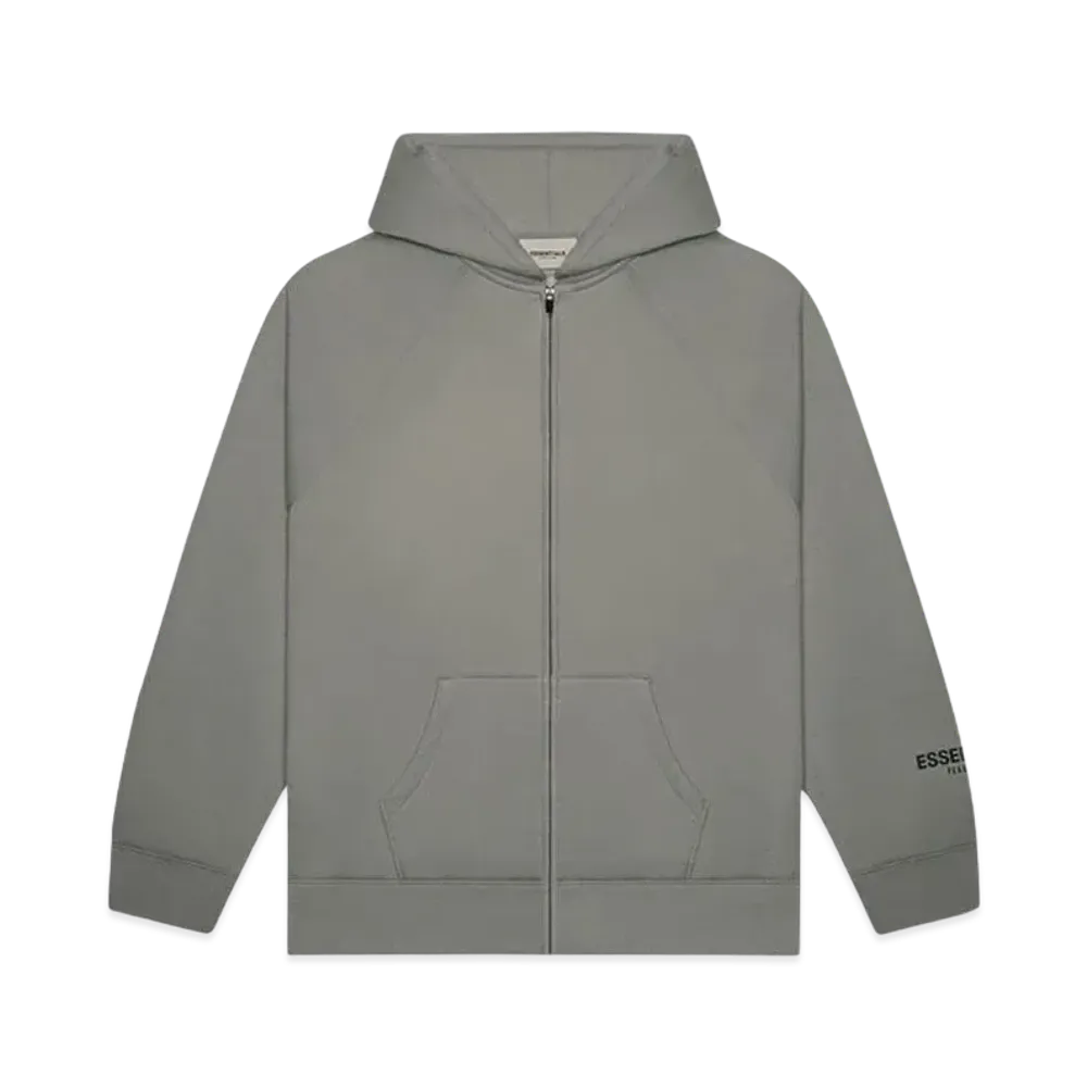 FEAR OF GOD ESSENTIALS 3D Silicon Applique Full Zip Up Hoodie "Gray Flannel/Charcoal"