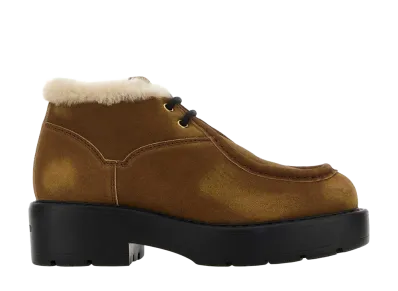 MIU MIU Women's Suede Lace-Up Shoes "Camel"