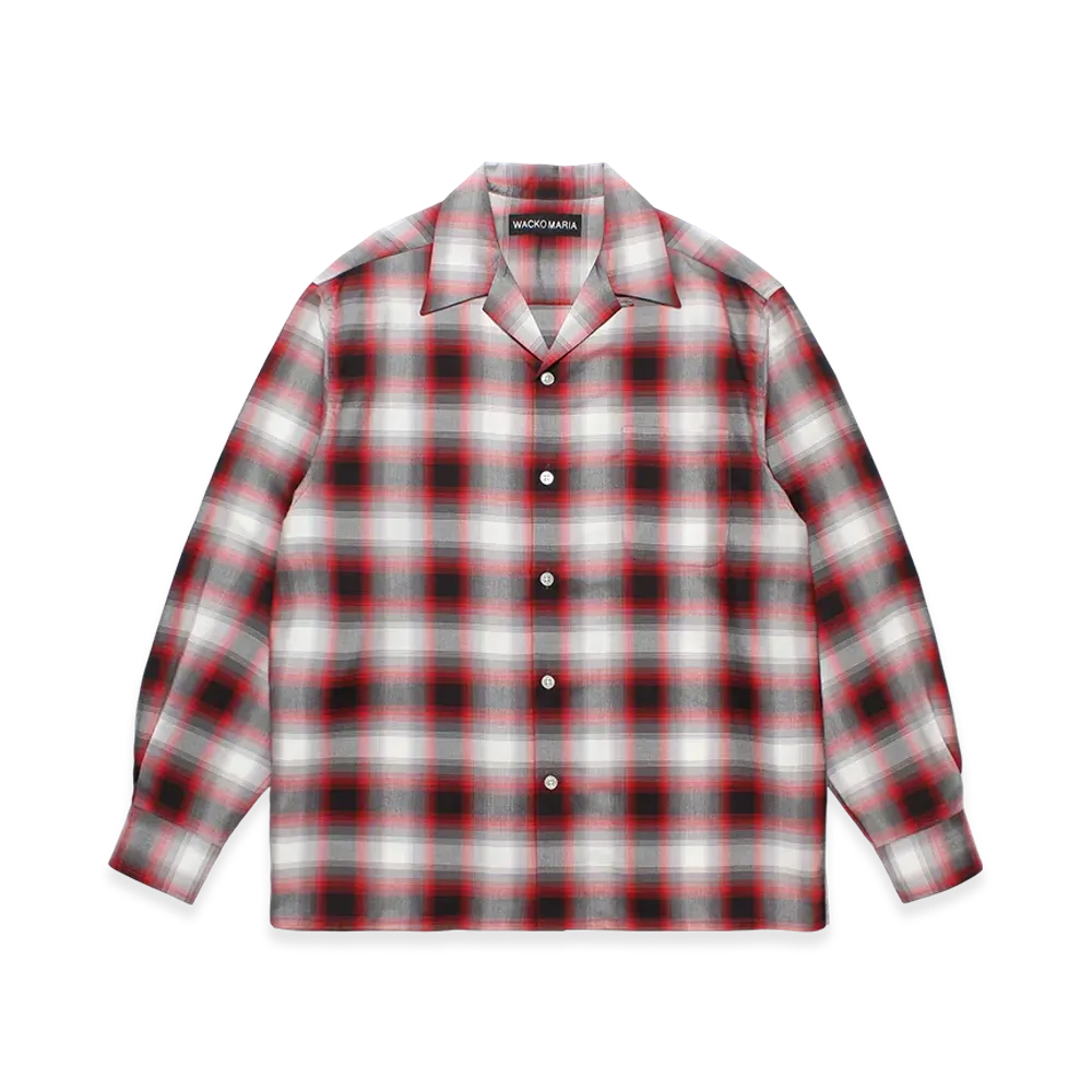 WACKO MARIA Check Open Collar Shirt "Red"