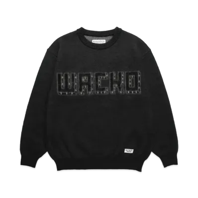 WACKO MARIA Logo Mohair Knit Jacquard Sweater "Black"