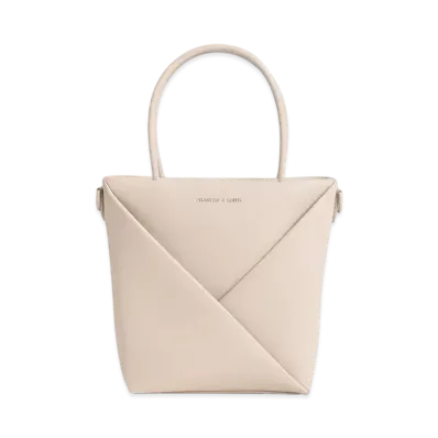 CHARLES & KEITH Midori Geometric Tote Bag "Oat"