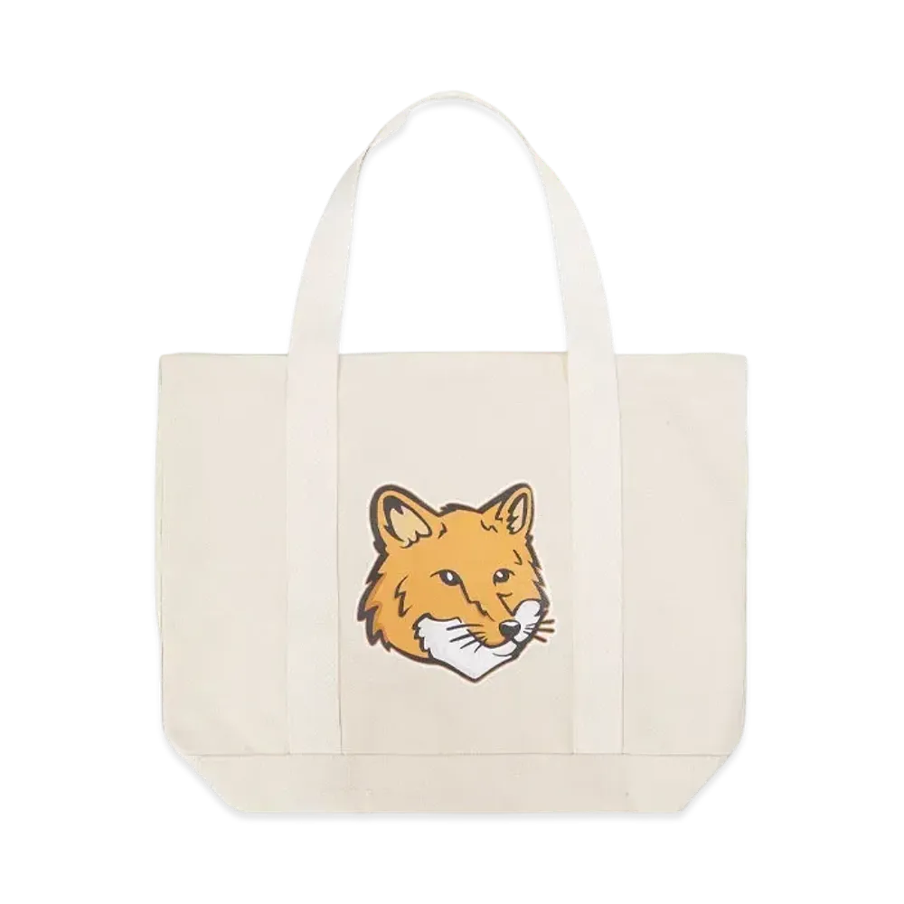 Maison Kitsune Fox Head Tote Bag "Ecru"