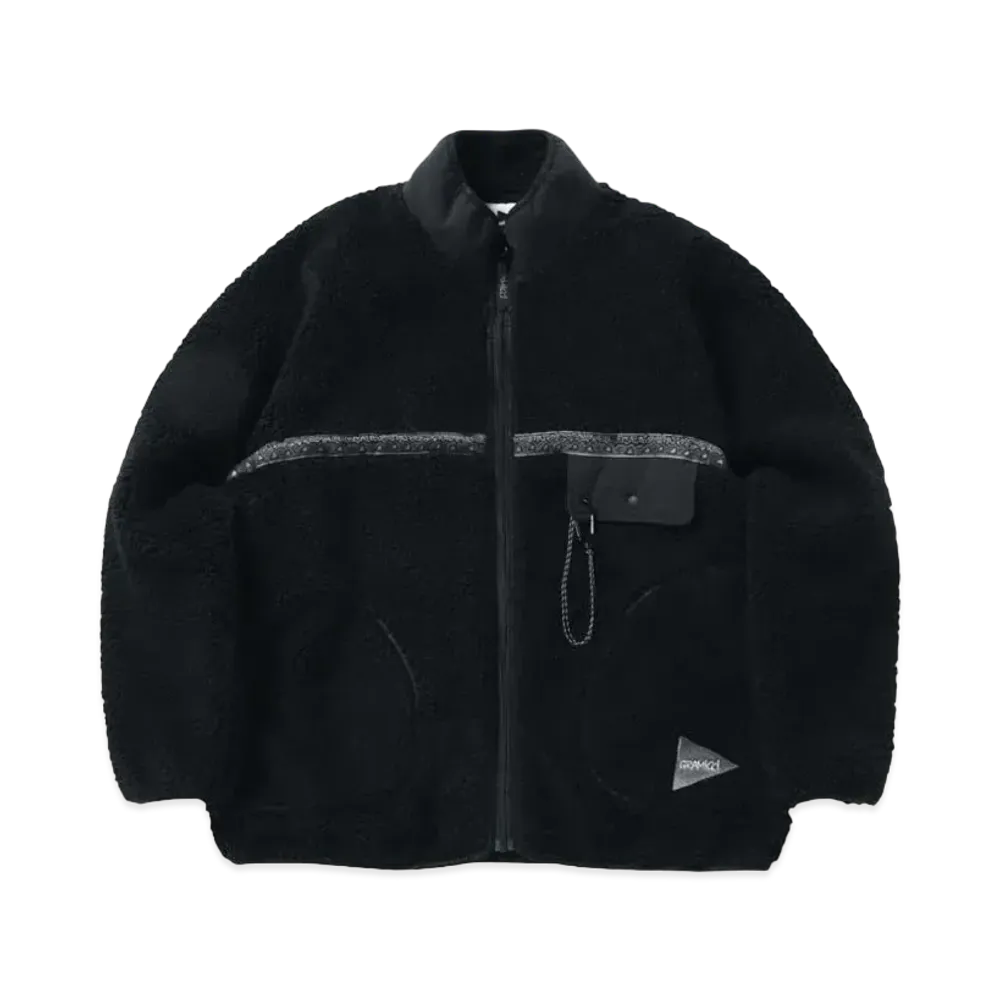 GRAMICCI x and wander Women's JQ Tape Fleece Jacket "Black"