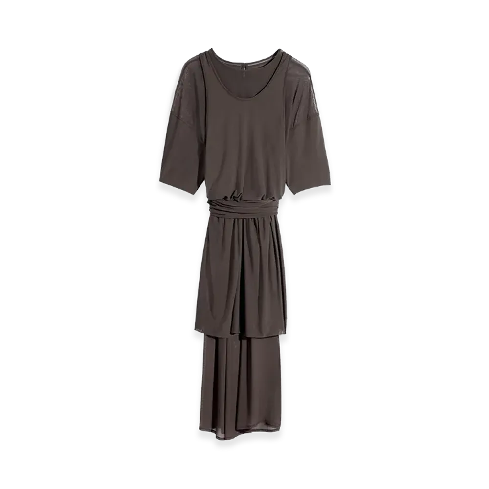 LEMAIRE Women's Mesh Double Layer Dress "Brown"