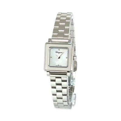 Salvatore Ferragamo Women's Square "Silver/White Shell"
