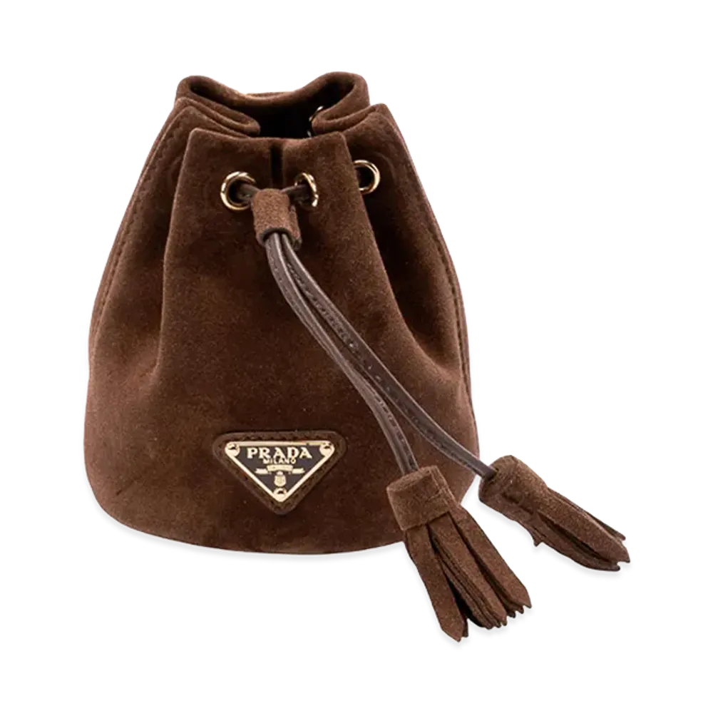 PRADA Women's Suede Pouch "Brown"