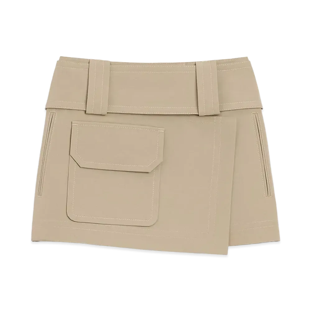 AMI PARIS Cotton Wrap Mini Skirt "Beige"