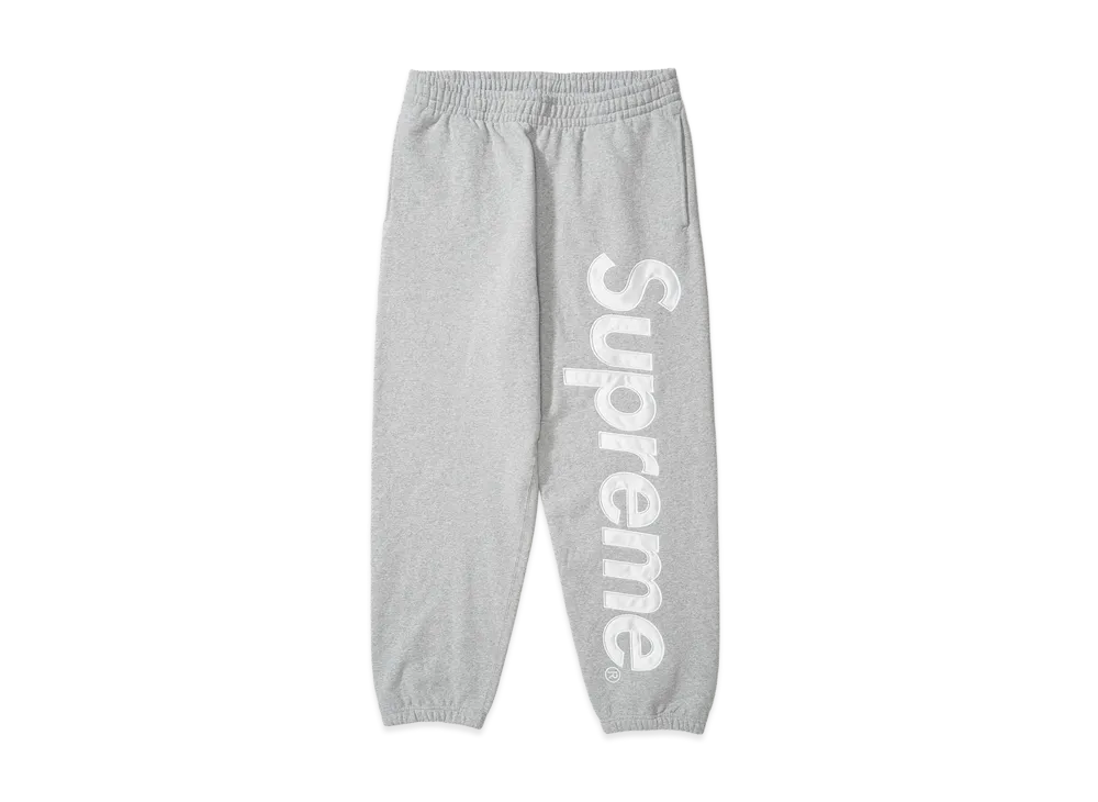 Supreme Satin Applique Sweatpant "Heather Grey"