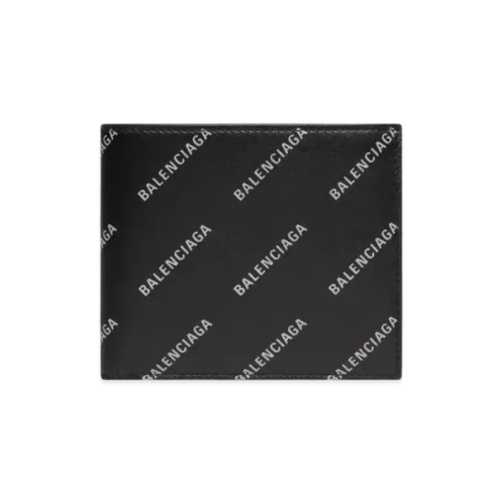 BALENCIAGA Cash Square Wallet Reflective Allover Logo "Black"