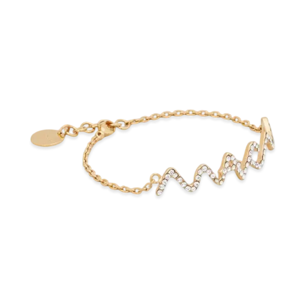 Marni Chain Bracelet with Marni Symbol and Rhinestone Pave "Gold"