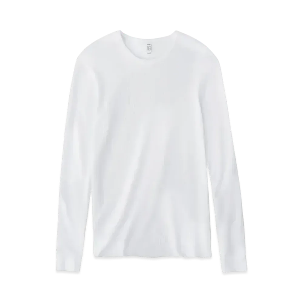 Los Angeles Apparel Poly-Cotton Thermal Long Sleeve Crewneck "White"