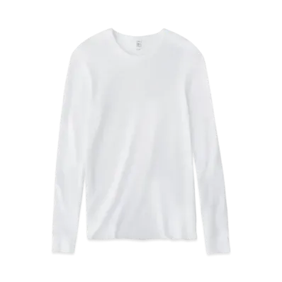Los Angeles Apparel Poly-Cotton Thermal Long Sleeve Crewneck "White"