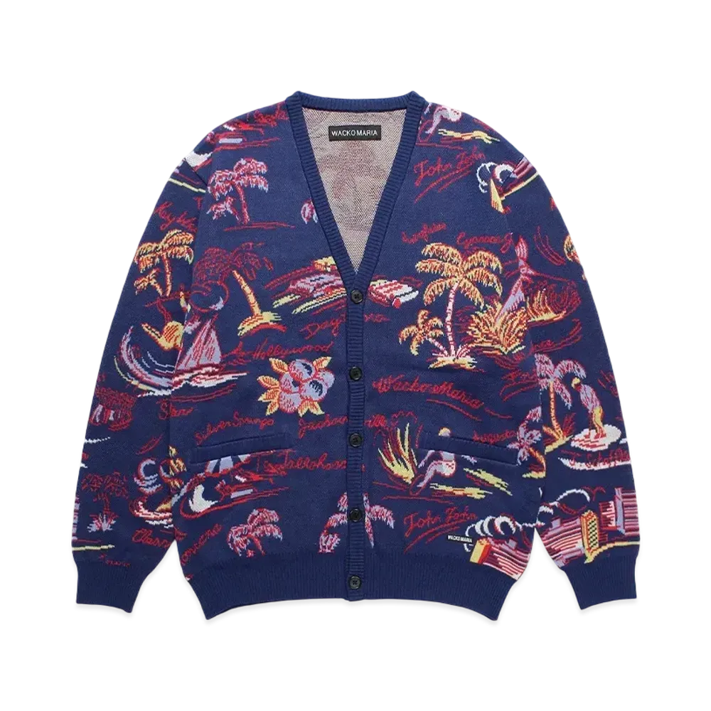 WACKO MARIA Jacquard Knit Cardigan "Navy"